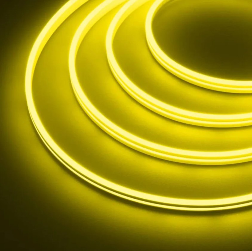 Жёлтая неоновая светодиодная лента PJ neon 5 метров с адаптером питания 6х12, 12В, 9.6Вт, IP67, 120 LED/метр