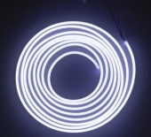 Холодная белая неоновая светодиодная лента PJ neon 5 метров с адаптером питания 6х12, 12В, 9.6Вт, IP67, 120 LED/метр