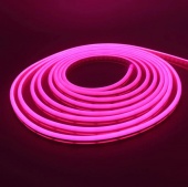 Розовая неоновая светодиодная лента PJ neon 5 метров с адаптером питания 6х12, 12В, 9.6Вт, IP67, 120 LED/метр