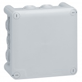 Коробка квадратная - 130x130x74 - Программа Plexo - IP 55 - IK 07 - серый - 10 кабельных вводов - 650 °C 092032