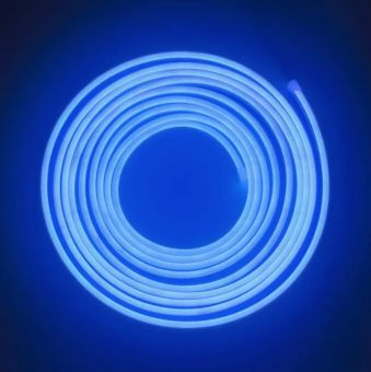 Синяя неоновая светодиодная лента PJ neon 5 метров с адаптером питания 6х12, 12В, 9.6Вт, IP67, 120 LED/метр