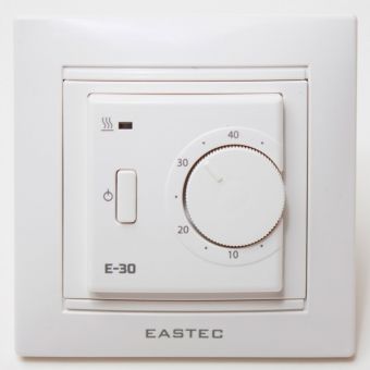 Терморегулятор EASTEC E - 30 белый, механический.  Встраиваемый 3,5 кВт.