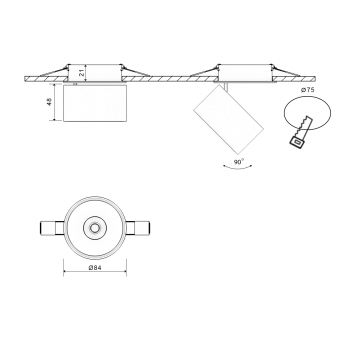 Светильник светодиодный потолочный встраиваемый наклонно-поворотный, серия LK, Белый, 15Вт, IP20, Нейтральный белый (4000К)